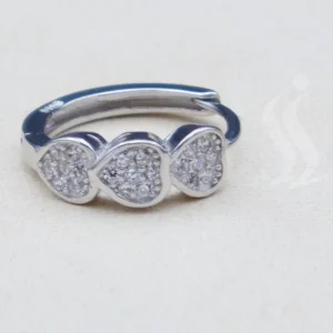 گوشواره نگین دار نقره زنانه - طرح حلقه