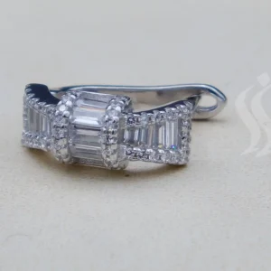 گوشواره نگین دار نقره زنانه - طرح حلقه