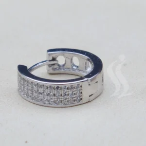 گوشواره نگین دار نقره زنانه - طرح حلقه