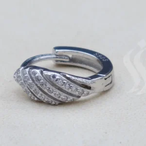 گوشواره نگین دار نقره زنانه - طرح حلقه