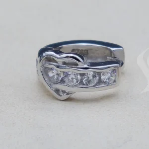 گوشواره نگین دار نقره زنانه - طرح حلقه