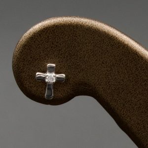 گوشواره نگین دار نقره زنانه - طرح صلیب