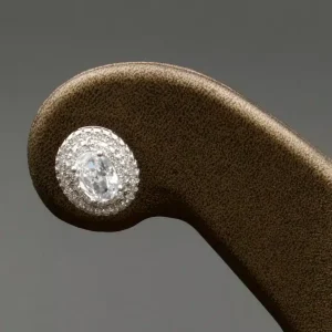 گوشواره نگین دار نقره زنانه - طرح دایره ای