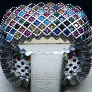 حلقه نگین دار نقره زنانه - طرح پرنس