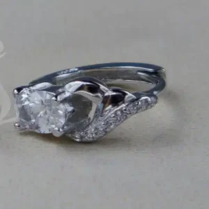 گوشواره نگین دار نقره زنانه - طرح حلقه