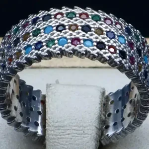 حلقه نگین دار نقره زنانه - طرح پرنس