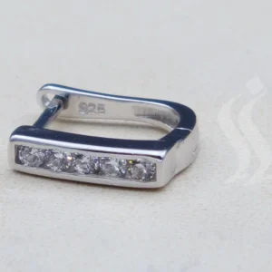 گوشواره نگین دار نقره زنانه - طرح حلقه