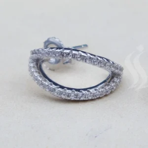 گوشواره نگین دار نقره زنانه - طرح حلقه