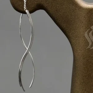 گوشواره نقره زنانه - طرح بخیه