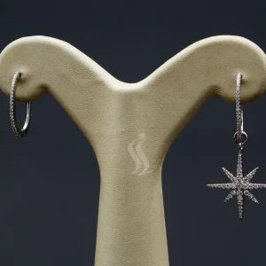 گوشواره نگین دار نقره زنانه - طرح ستاره