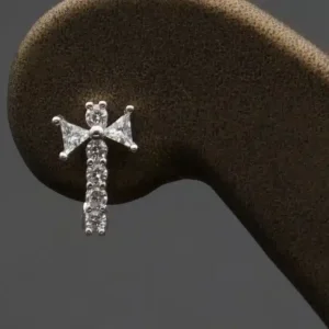 گوشواره نگین دار نقره زنانه - طرح صلیب