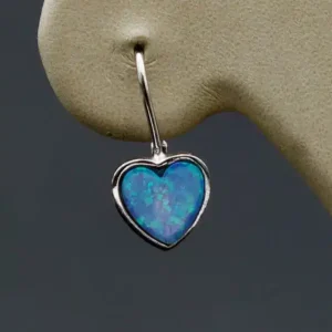 گوشواره نگین دار نقره زنانه - طرح قلب فیروزه - اپال