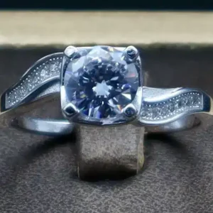 انگشتر نگین دار نقره زنانه - حلقه سولیتر