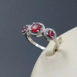 سرویس نگین دار زنانه نقره - یاقوت سرخ