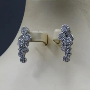 سرویس نگین دار زنانه نقره - طرح گل