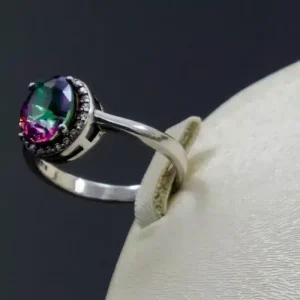 سرویس نگین دار نقره زنانه - تورمالین - طرح کهکشانی