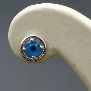 گوشواره نگین دار نقره زنانه - طرح چشم نظر