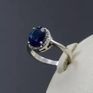 سرویس نگین دار نقره زنانه - یاقوت کبود