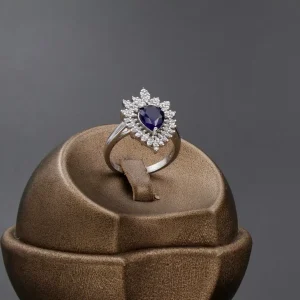 سرویس نگین دار نقره زنانه - یاقوت کبود