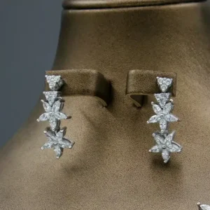 سرویس نگین دار نقره زنانه - طرح ستاره