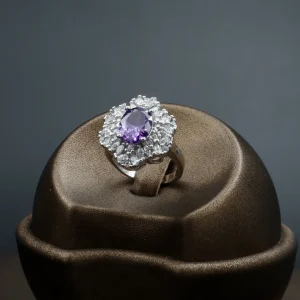 نیم ست نگین دار نقره زنانه - طرح امیتیس