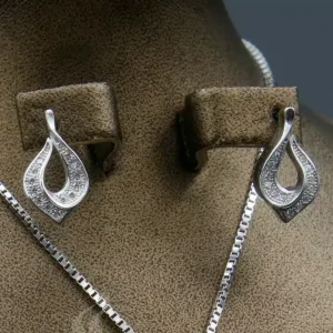 نیم ست نقره زنانه - نگین دار - طرح اشک