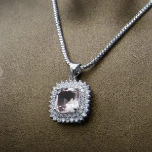 نیم ست نگین دار نقره زنانه - نگین گلبهی