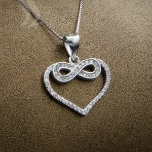 نیم ست نگین دار نقره زنانه - طرح قلب