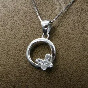 نیم ست نگین دار نقره زنانه - طرح پروانه