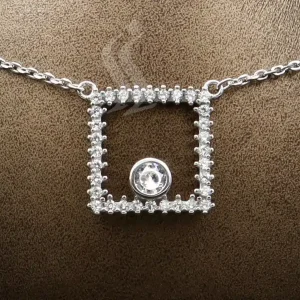 گردنبند نگین دار نقره زنانه - طرح مربعی