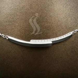 گردنبند نگین دار نقره زنانه - طرح هلال