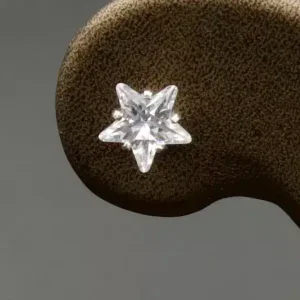 گوشواره نگین دار نقره زنانه - طرح ستاره