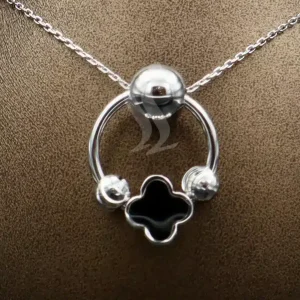 گردنبند نگین دار نقره زنانه - طرح ون کلیف