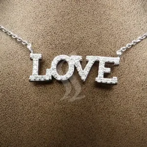 گردنبند نگین دار نقره زنانه - طرح love