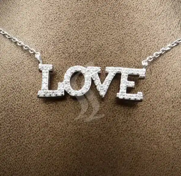 گردنبند نگین دار نقره زنانه - طرح love