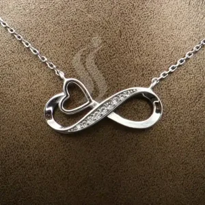 گردنبند نگین دار نقره زنانه - طرح بی نهایت