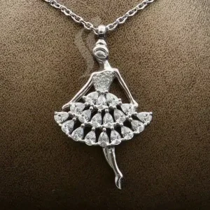 گردنبند نگین دار نقره زنانه - طرح بالرین