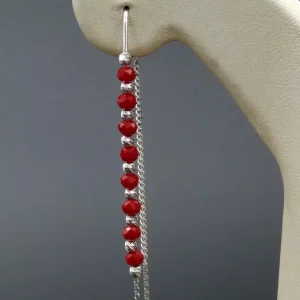 گوشواره نگین دار نقره زنانه - طرح بخیه