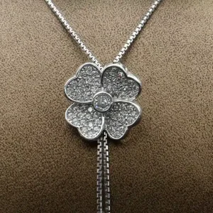 گردنبند نقره زنانه - نگین دار - طرح گل چهار پر