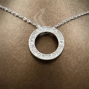 گردنبند نگین دار نقره زنانه - طرح حلقه