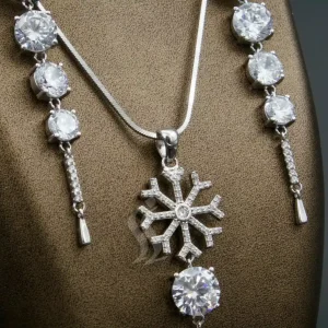 گردنبند نقره زنانه - نگین دار - دو رج کارتیه