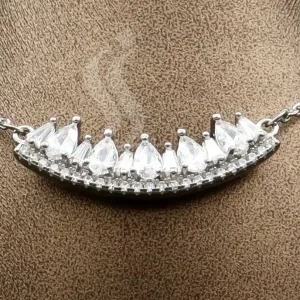 گردنبند نگین دار نقره زنانه - طرح دندانه