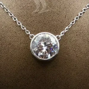 گردنبند نگین دار نقره زنانه - طرح تک نگین درشت