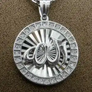 پلاک نگین دار نقره - طرح الله