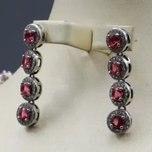 سرویس نگین دار زنانه نقره - یاقوت سرخ