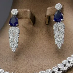 سرویس نگین دار نقره زنانه - یاقوت کبود