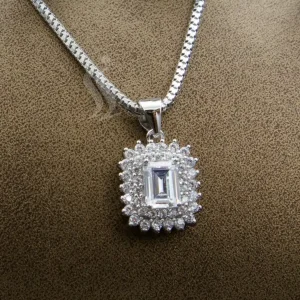 نیم ست نگین دار نقره زنانه - طرح مربع