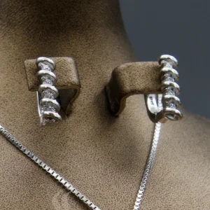 نیم ست نگین دار نقره زنانه - طرح فنر