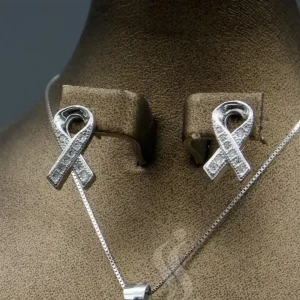 نیم ست نگین دار نقره زنانه - طرح شال