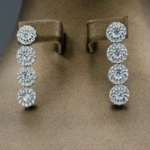 سرویس نگین دار زنانه نقره - طرح گل دایره